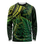 New Zealand Lizard Long Sleeve Shirt Silver Fern Aotearoa Maori Green Version