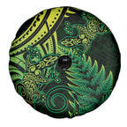 New Zealand Lizard Spare Tire Cover Silver Fern Aotearoa Maori Green Version