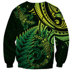 New Zealand Lizard Sweatshirt Silver Fern Aotearoa Maori Green Version