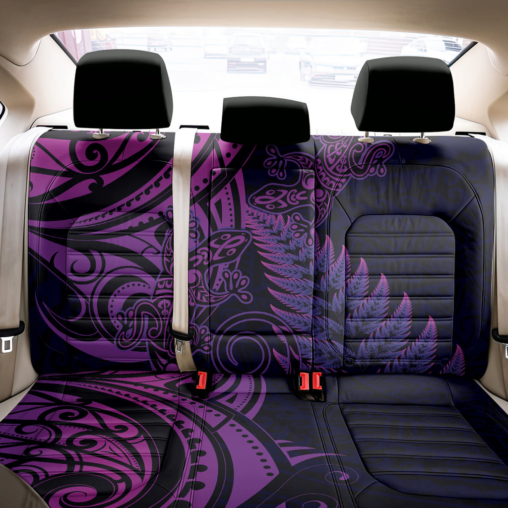 New Zealand Lizard Back Car Seat Cover Silver Fern Aotearoa Maori Purple Version