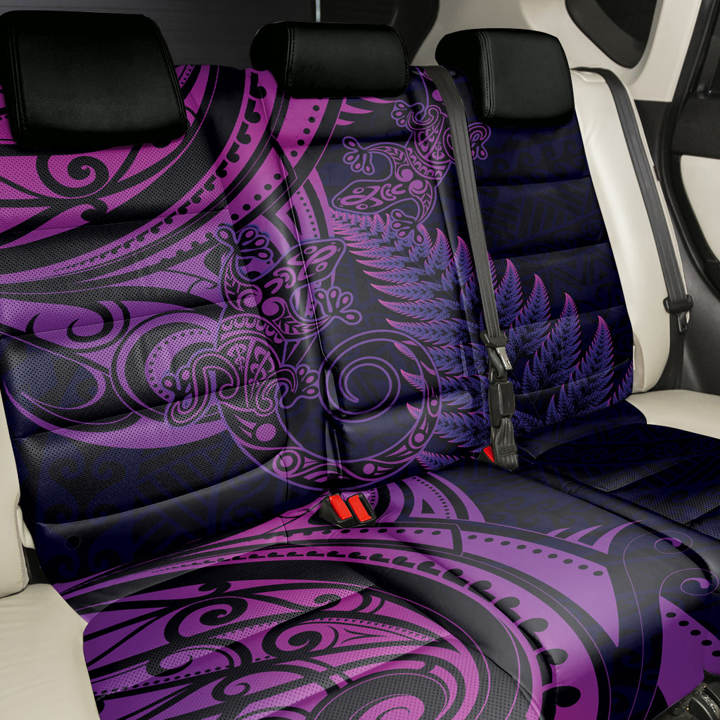 New Zealand Lizard Back Car Seat Cover Silver Fern Aotearoa Maori Purple Version