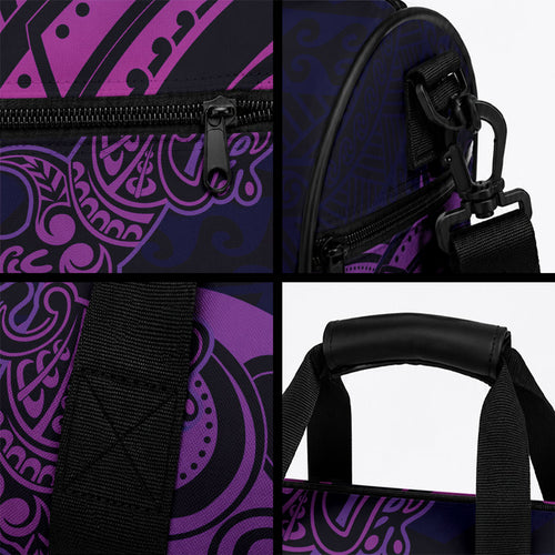 New Zealand Lizard Duffle Bag Silver Fern Aotearoa Maori Purple Version