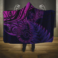 New Zealand Lizard Hooded Blanket Silver Fern Aotearoa Maori Purple Version