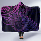 New Zealand Lizard Hooded Blanket Silver Fern Aotearoa Maori Purple Version