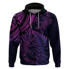 New Zealand Lizard Hoodie Silver Fern Aotearoa Maori Purple Version