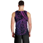 New Zealand Lizard Men Tank Top Silver Fern Aotearoa Maori Purple Version