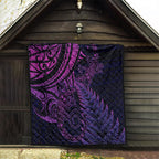 New Zealand Lizard Quilt Silver Fern Aotearoa Maori Purple Version
