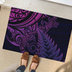 New Zealand Lizard Rubber Doormat Silver Fern Aotearoa Maori Purple Version
