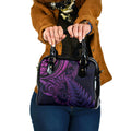 New Zealand Lizard Shoulder Handbag Silver Fern Aotearoa Maori Purple Version