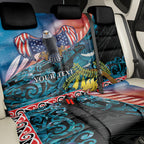 Personalised United States And New Zealand Back Car Seat Cover USA Eagle With Kowhai Aotearoa Tui Bird