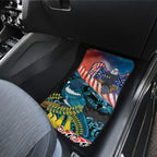 Personalised United States And New Zealand Car Mats USA Eagle With Kowhai Aotearoa Tui Bird