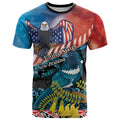 Personalised United States And New Zealand T Shirt USA Eagle With Kowhai Aotearoa Tui Bird