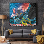 Personalised United States And New Zealand Tapestry USA Eagle With Kowhai Aotearoa Tui Bird