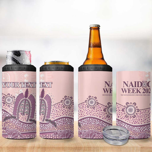 Personalised Australia NAIDOC Week Dhari Aboriginal Art 4 in 1 Can Cooler Tumbler