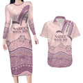 Personalised Australia NAIDOC Week Dhari Aboriginal Art Couples Matching Long Sleeve Bodycon Dress and Hawaiian Shirt