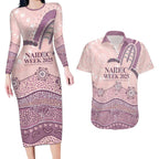 Personalised Australia NAIDOC Week Dhari Aboriginal Art Couples Matching Long Sleeve Bodycon Dress and Hawaiian Shirt