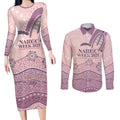Personalised Australia NAIDOC Week Dhari Aboriginal Art Couples Matching Long Sleeve Bodycon Dress and Long Sleeve Button Shirt