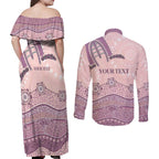 Personalised Australia NAIDOC Week Dhari Aboriginal Art Couples Matching Off Shoulder Maxi Dress and Long Sleeve Button Shirt