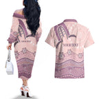 Personalised Australia NAIDOC Week Dhari Aboriginal Art Couples Matching Off The Shoulder Long Sleeve Dress and Hawaiian Shirt
