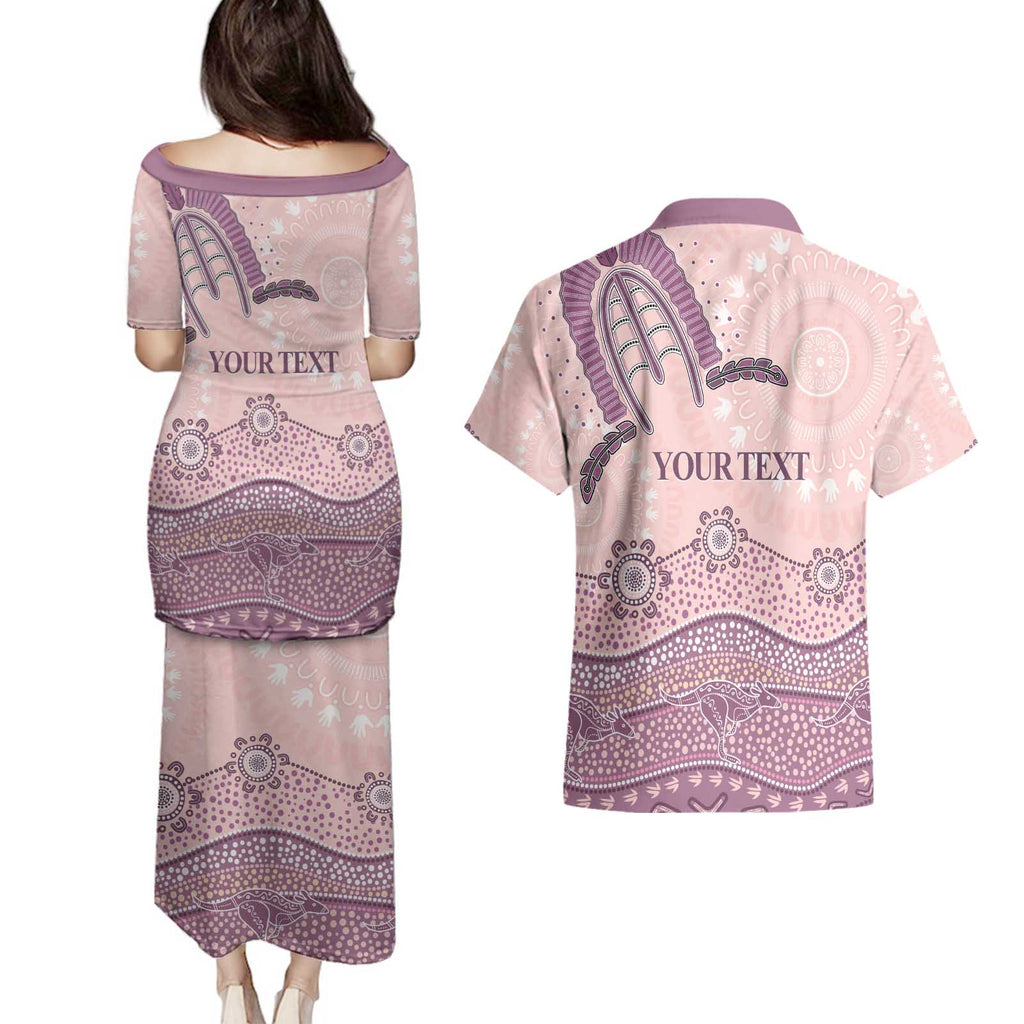 Personalised Australia NAIDOC Week Dhari Aboriginal Art Couples Matching Puletasi and Hawaiian Shirt