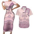Personalised Australia NAIDOC Week Dhari Aboriginal Art Couples Matching Short Sleeve Bodycon Dress and Hawaiian Shirt