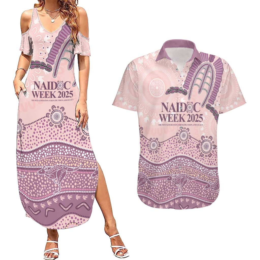 Personalised Australia NAIDOC Week Dhari Aboriginal Art Couples Matching Summer Maxi Dress and Hawaiian Shirt