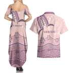 Personalised Australia NAIDOC Week Dhari Aboriginal Art Couples Matching Summer Maxi Dress and Hawaiian Shirt