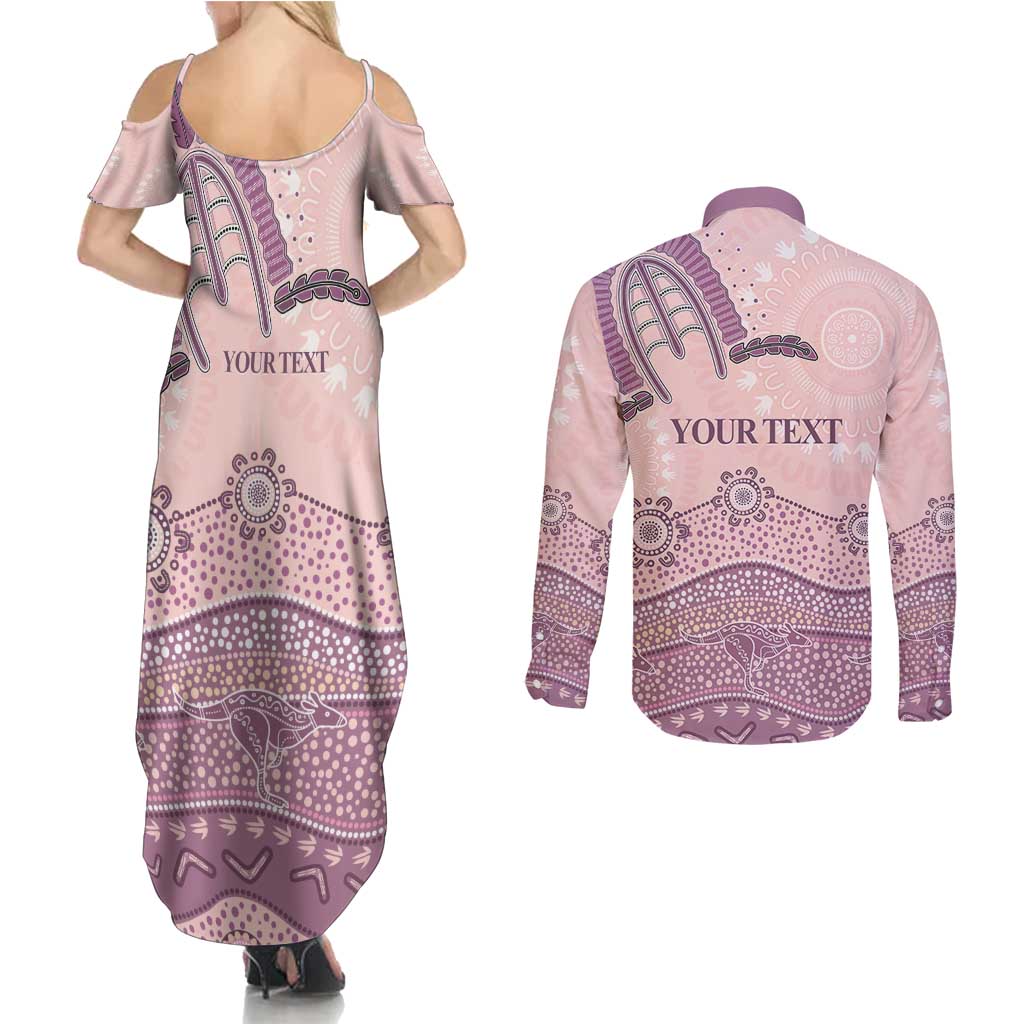 Personalised Australia NAIDOC Week Dhari Aboriginal Art Couples Matching Summer Maxi Dress and Long Sleeve Button Shirt