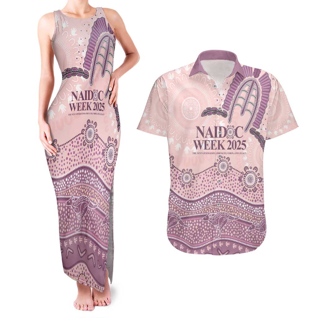Personalised Australia NAIDOC Week Dhari Aboriginal Art Couples Matching Tank Maxi Dress and Hawaiian Shirt