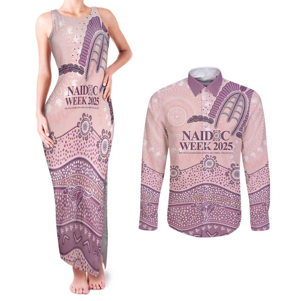 Personalised Australia NAIDOC Week Dhari Aboriginal Art Couples Matching Tank Maxi Dress and Long Sleeve Button Shirt