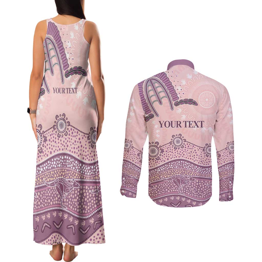 Personalised Australia NAIDOC Week Dhari Aboriginal Art Couples Matching Tank Maxi Dress and Long Sleeve Button Shirt