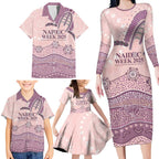 Personalised Australia NAIDOC Week Dhari Aboriginal Art Family Matching Long Sleeve Bodycon Dress and Hawaiian Shirt