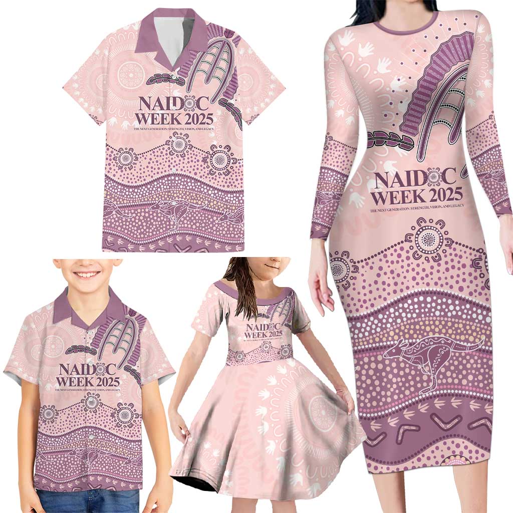 Personalised Australia NAIDOC Week Dhari Aboriginal Art Family Matching Long Sleeve Bodycon Dress and Hawaiian Shirt