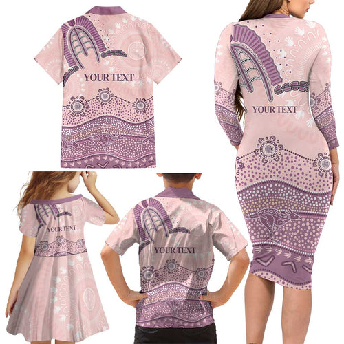 Personalised Australia NAIDOC Week Dhari Aboriginal Art Family Matching Long Sleeve Bodycon Dress and Hawaiian Shirt