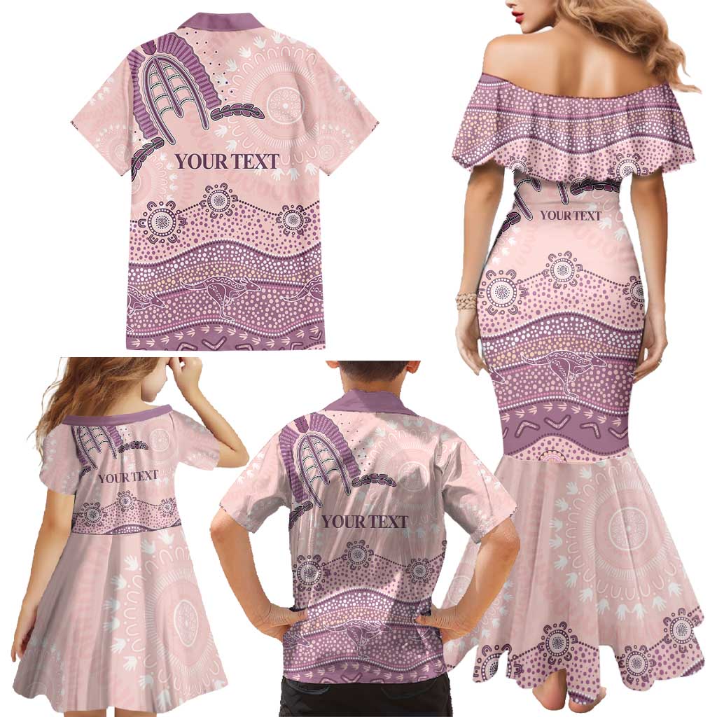 Personalised Australia NAIDOC Week Dhari Aboriginal Art Family Matching Mermaid Dress and Hawaiian Shirt
