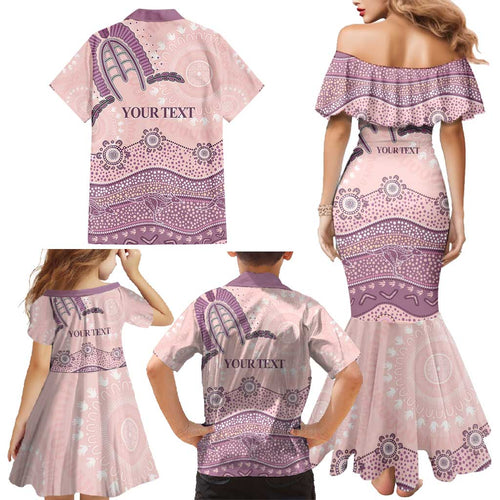 Personalised Australia NAIDOC Week Dhari Aboriginal Art Family Matching Mermaid Dress and Hawaiian Shirt