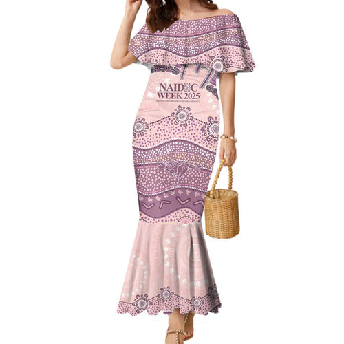 Personalised Australia NAIDOC Week Dhari Aboriginal Art Family Matching Mermaid Dress and Hawaiian Shirt