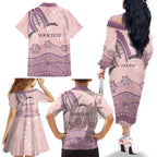 Personalised Australia NAIDOC Week Dhari Aboriginal Art Family Matching Off The Shoulder Long Sleeve Dress and Hawaiian Shirt