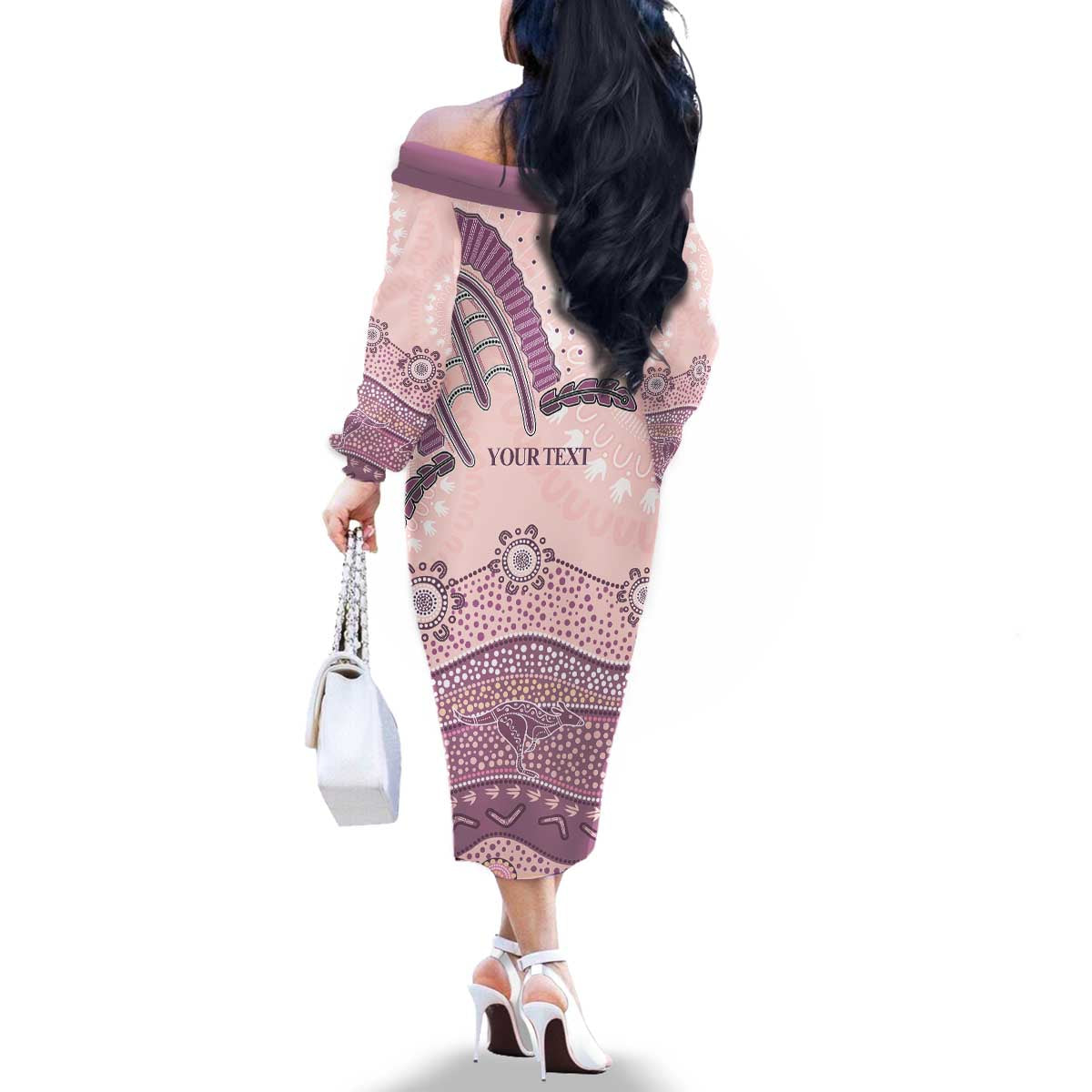 Personalised Australia NAIDOC Week Dhari Aboriginal Art Family Matching Off The Shoulder Long Sleeve Dress and Hawaiian Shirt
