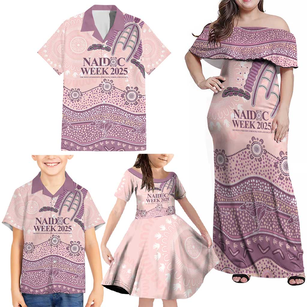Personalised Australia NAIDOC Week Dhari Aboriginal Art Family Matching Off Shoulder Maxi Dress and Hawaiian Shirt