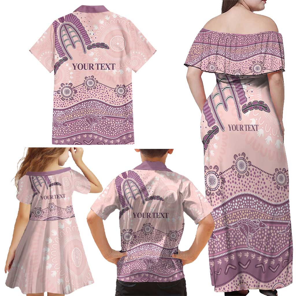 Personalised Australia NAIDOC Week Dhari Aboriginal Art Family Matching Off Shoulder Maxi Dress and Hawaiian Shirt