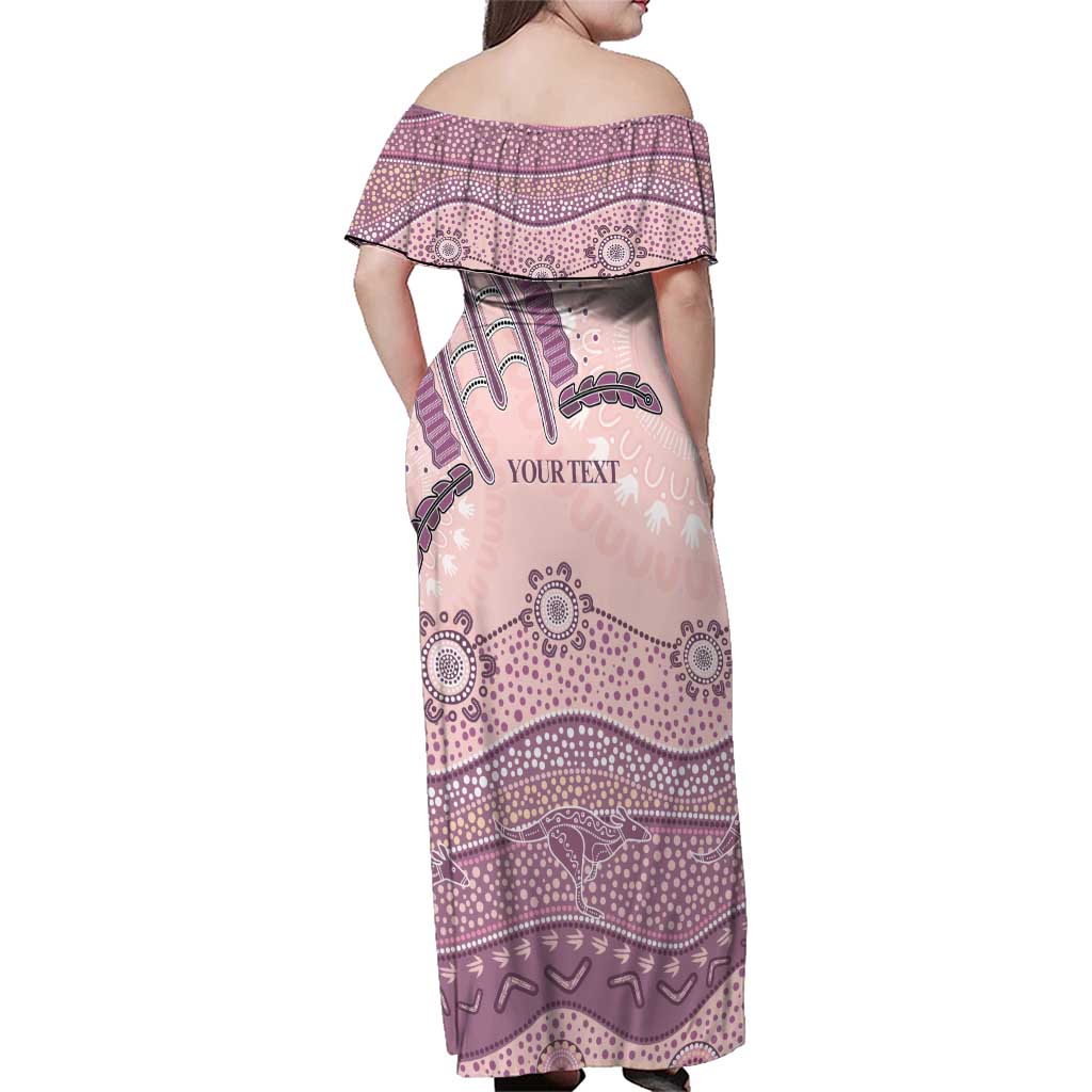 Personalised Australia NAIDOC Week Dhari Aboriginal Art Family Matching Off Shoulder Maxi Dress and Hawaiian Shirt