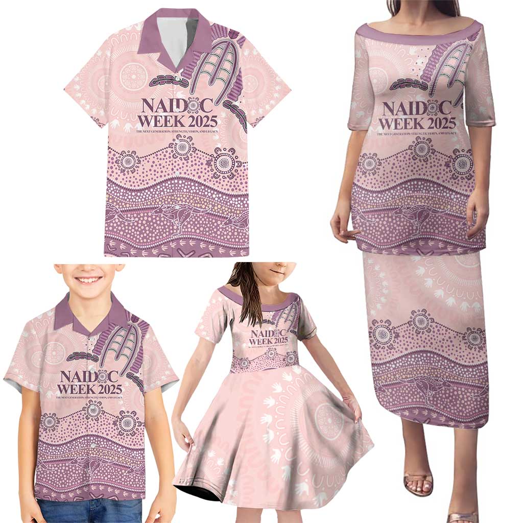 Personalised Australia NAIDOC Week Dhari Aboriginal Art Family Matching Puletasi and Hawaiian Shirt
