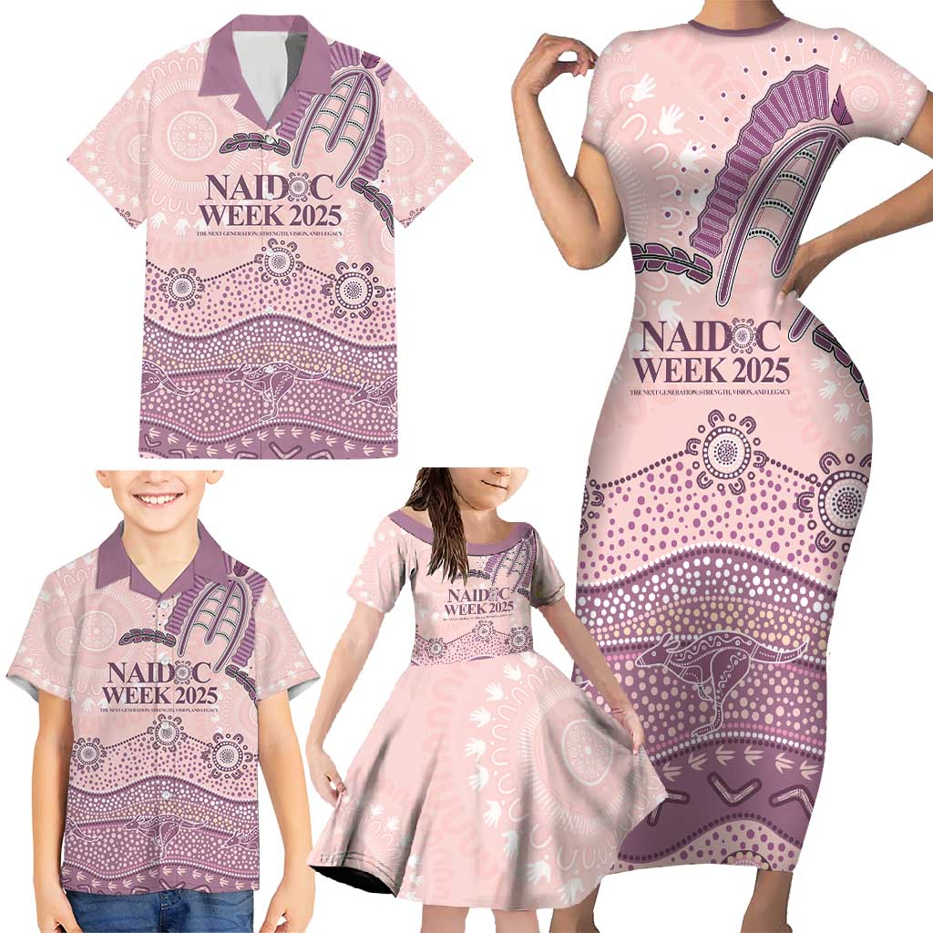 Personalised Australia NAIDOC Week Dhari Aboriginal Art Family Matching Short Sleeve Bodycon Dress and Hawaiian Shirt