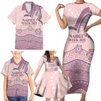Personalised Australia NAIDOC Week Dhari Aboriginal Art Family Matching Short Sleeve Bodycon Dress and Hawaiian Shirt