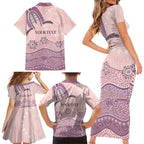Personalised Australia NAIDOC Week Dhari Aboriginal Art Family Matching Short Sleeve Bodycon Dress and Hawaiian Shirt