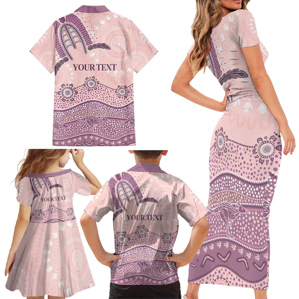 Personalised Australia NAIDOC Week Dhari Aboriginal Art Family Matching Short Sleeve Bodycon Dress and Hawaiian Shirt