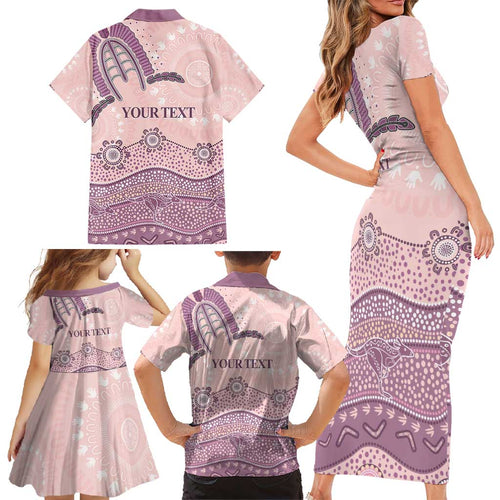 Personalised Australia NAIDOC Week Dhari Aboriginal Art Family Matching Short Sleeve Bodycon Dress and Hawaiian Shirt