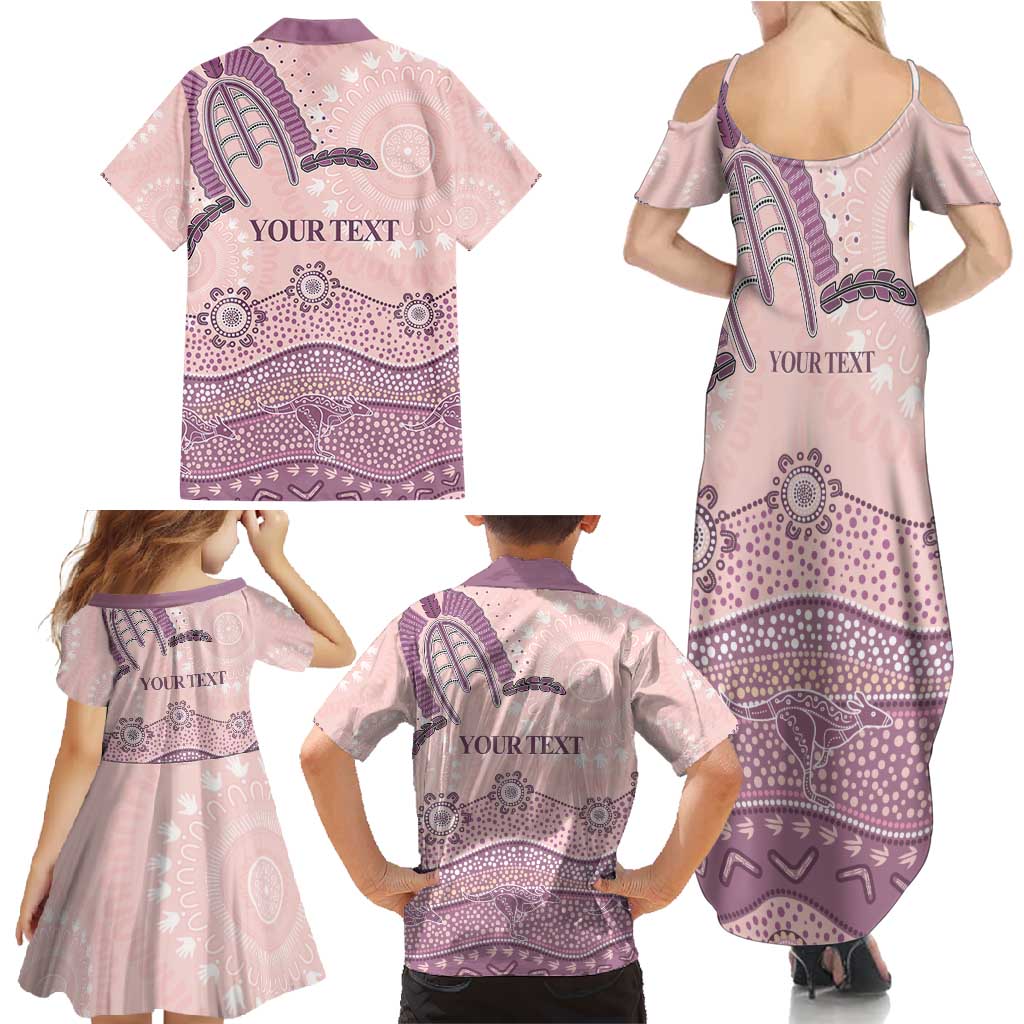 Personalised Australia NAIDOC Week Dhari Aboriginal Art Family Matching Summer Maxi Dress and Hawaiian Shirt