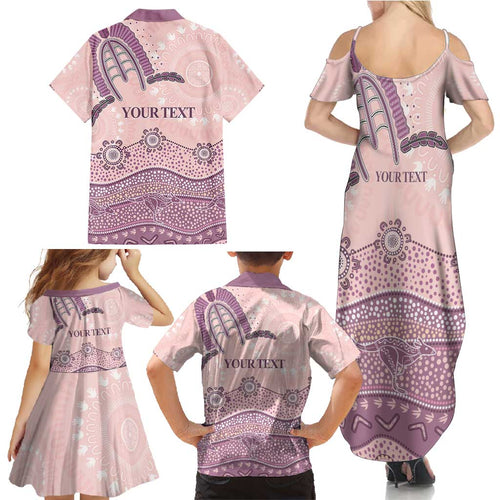 Personalised Australia NAIDOC Week Dhari Aboriginal Art Family Matching Summer Maxi Dress and Hawaiian Shirt